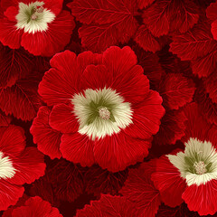 Poster - seamless collection of floral textures features vivid red hibiscus flowers with striking white accents. perfect for creating lively backgrounds, wallpaper, or textile designs generative ai