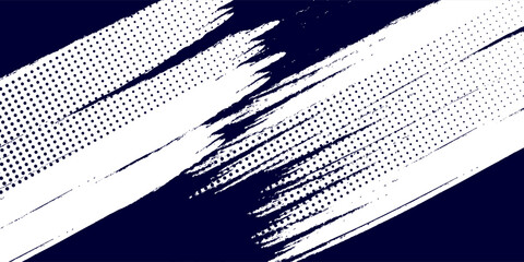 Wall Mural - Dots halftone white \u0026 blue color pattern gradient grunge texture background. Dots pop art comics sport style vector illustration. modern