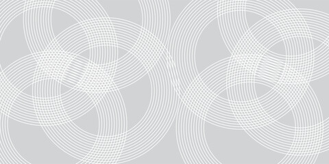 Aufkleber - White geometric abstract background overlap layer on bright space with lines effect decoration.Modern graphic design circle element style concept.