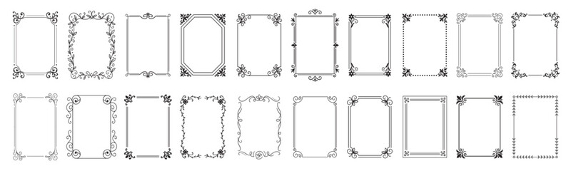 Elegant vintage frame set featuring ornamental decor and stylish borders. Ideal for invitations, certificates, menus, and classic designs with timeless decorative charm.