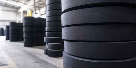 Poster - Stacked industrial materials in a manufacturing facility Generative AI