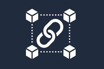 Fototapete - Flat Line Blockchain Chain Connection Technology Cryptocurrency Network System Icon
