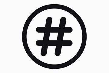 Poster - Outline Minimalist Hashtag Symbol Inside Circle Shape Flat Design Icon