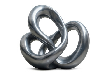 Poster - Smooth metallic sculpture forming an intricate knot, isolated on a transparent background, perfect for modern and abstract designs