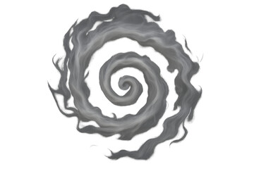 Poster - Realistic smoke swirling in a spiral shape, isolated on transparent background, ideal for visual effects and motion graphics