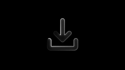 Aufkleber - glowing neon animation of download icon arrow icon. on black background