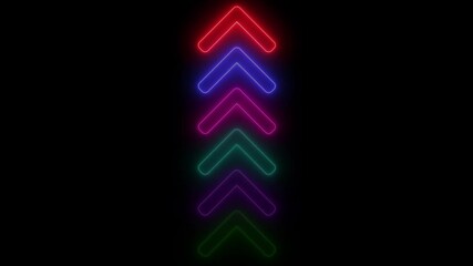 Aufkleber - Neon pink arrow direction icon. Abstract neon arrow loading animation. Neon arrow sign animation on black background