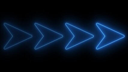 Aufkleber - Abstract glowing neon directional arrow loading icon animation. glowing neon arrow concep
