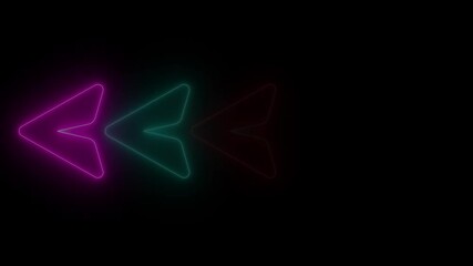 Aufkleber - Abstract glowing neon arrow loading animation. Neon arrow animation on black background. Arrow Loop animation direction concept