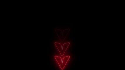 Aufkleber - Abstract glowing neon arrow loading animation. Neon arrow animation on black background. Arrow Loop animation direction concept