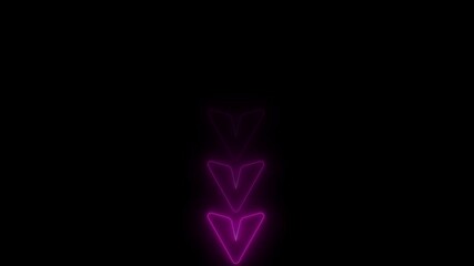 Aufkleber - Abstract glowing neon arrow loading animation. Neon arrow animation on black background. Arrow Loop animation direction concept