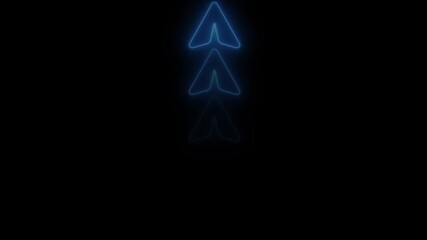 Aufkleber - Abstract glowing neon arrow loading animation. Neon arrow animation on black background. Arrow Loop animation direction concept