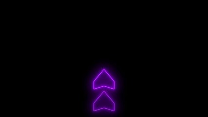 Aufkleber - glowing neon line arrow icon symbol.Neon light Financial business graph chart animation . Neon business growth concept animated on black background