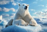 Majestic polar bear on iceberg in arctic landscape