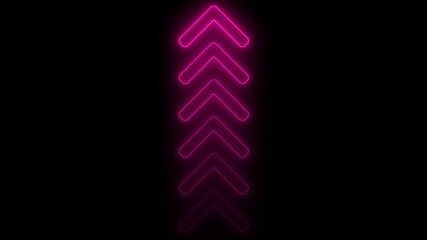 Aufkleber - Neon pink arrow direction icon. Abstract neon arrow loading animation. Neon arrow sign animation on black background