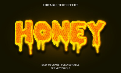 Poster - Honey dripping text effect with glowing bee pattern style for nature and food theme