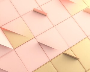 Poster - Abstract geometric tiles in pastel tones