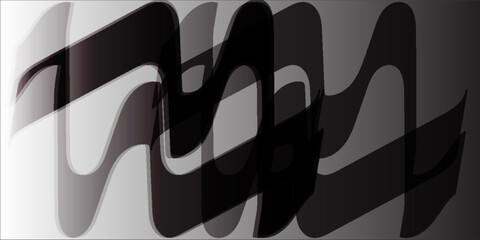Aufkleber - Abstract black and white wavy line pattern with layered translucent effects and modern fluid design.
