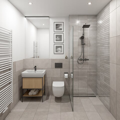 Poster - 3D Rendering of a modern bathroom interior.
