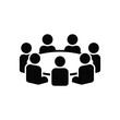 © motiur vector artist - Stylized black icon of people sitting around a circular table in discussion