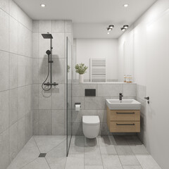 Poster - 3D Rendering of a modern bathroom interior.