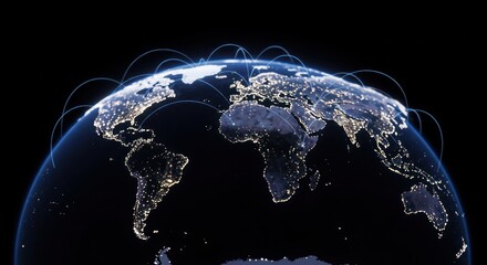 Poster - Earth globe with city lights visible at night against a dark background.
