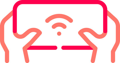 Poster - Wireless Connection Icon Hands Holding a Wifi-Enabled Device