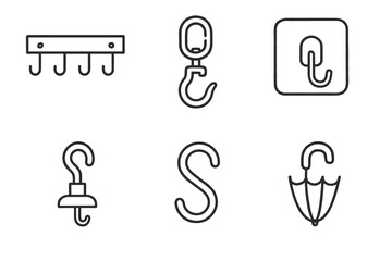 Minimalist hook icons set