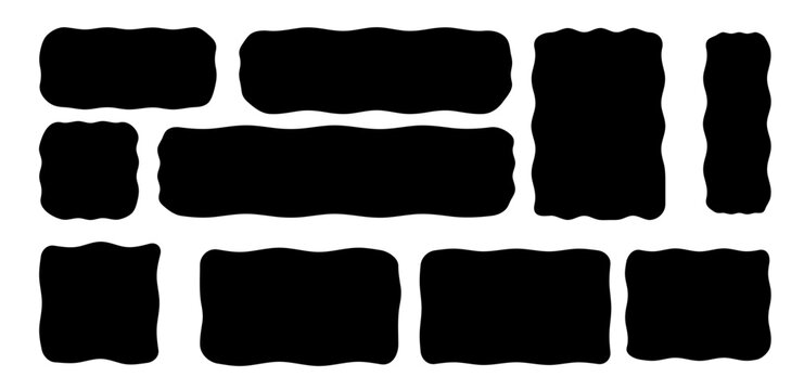 Set of wavy organic rectangles and squares vector illustration