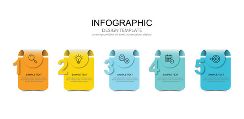 Leinwandbilder - Vector Infographic label design template with icons and 5 options or steps. for your business data. Vector Illustration.