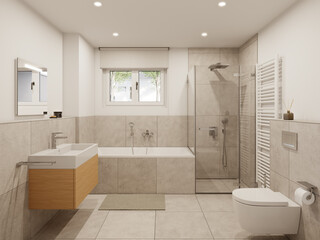 Poster - 3D Rendering of a modern bathroom interior.