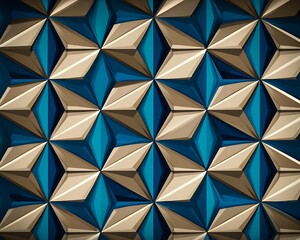 Poster - Abstract geometrical pattern with blue and gold