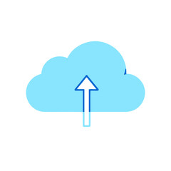 Poster - Cloud computing concept with upload and download icons illustrating data transfer over a network