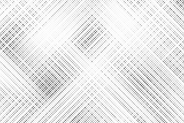 Poster - Grunge halftone gradient background. Faded grit noise texture. White and black sand wallpaper. Retro pixelated backdrop. Anime or manga style comic overlay. Vector graphic design textured template