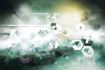 Abstract technology overlay on textured background