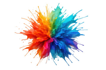 Poster - Rainbow colored powder paint exploding against a transparent background, creating a vibrant and dynamic visual