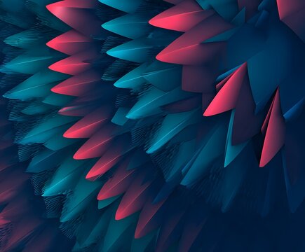 Abstract feathers rendering in a gradient style