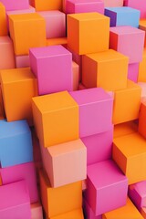 Poster - Abstract colorful cubes arranged in a heap