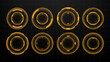 © hiten666 - Set of yellow hud circles with different shapes for ui and ux design. Futuristic callout vector illustration with digital elements.