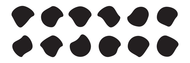 Poster - Random blob circles silhouette icon set. An arrangement of black organic shapes. vector .PNG .
