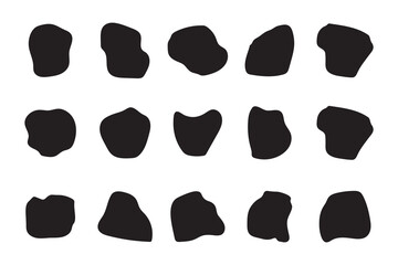 Poster - Random blob circles silhouette icon set. An arrangement of black organic shapes. vector .PNG .