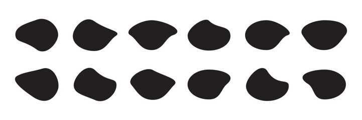 Poster - Random blob circles silhouette icon set. An arrangement of black organic shapes. vector .PNG .