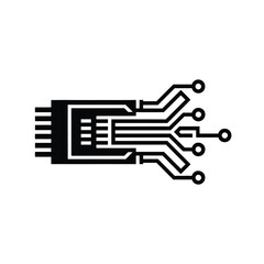 Poster - Black and white illustration of a circuit board connection