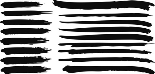 Poster - Brushstrokes on background various shapes sizes Handdrawn ink marks graphic elements