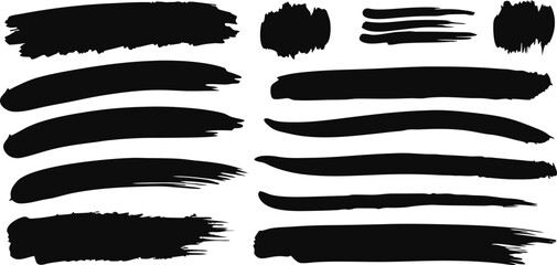 Poster - Handdrawn Brush Strokes Splatters on Background Abstract Graphic Elements Brushstroke