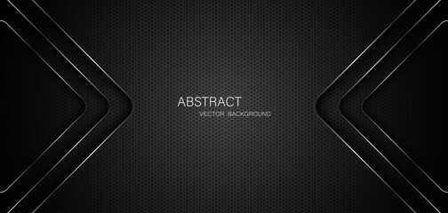 Poster - Abstract black steel mesh background with silver glowing lines with free space for design. Modern technology innovation concept background. Perforated dark metal sheet for background image.	