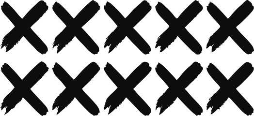 Poster - Ten handdrawn X marks arranged in two rows against a background brushstroke style