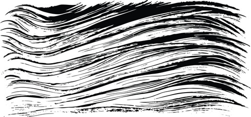 Poster - Handdrawn brushstrokes forming wavy lines on a background creating a textured pattern