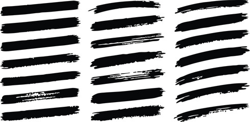 Poster - Collection of Handdrawn Brush Strokes on Background Various Shapes Textures Brushstroke