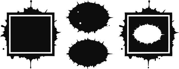 Poster - Ink splatters frames with borders empty spaces on a background splash square